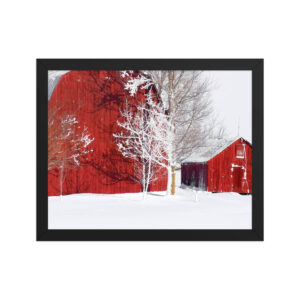 red barn winter 11x14 Framed poster