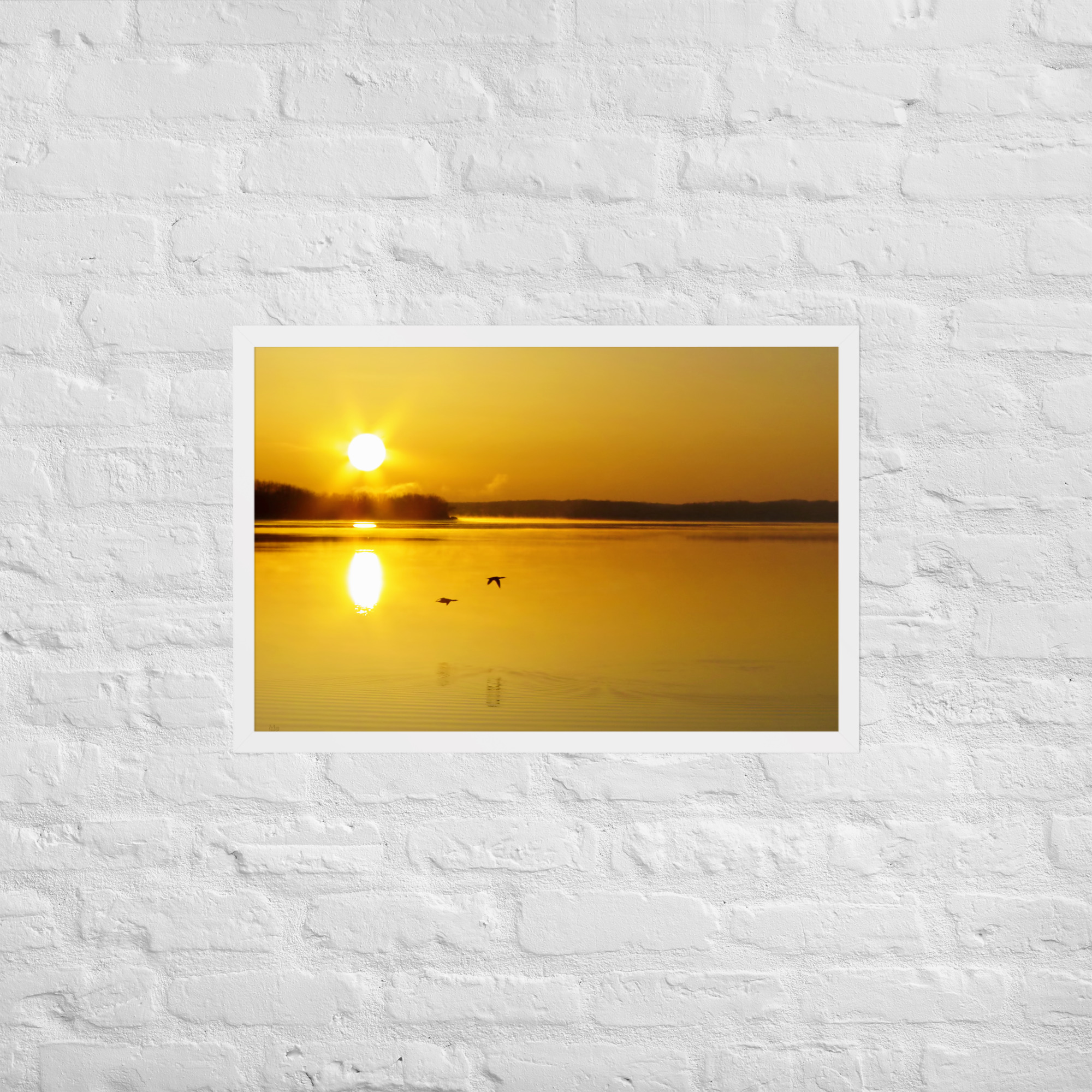 golden sunrise w ducks 20x30 Framed poster - Image 2