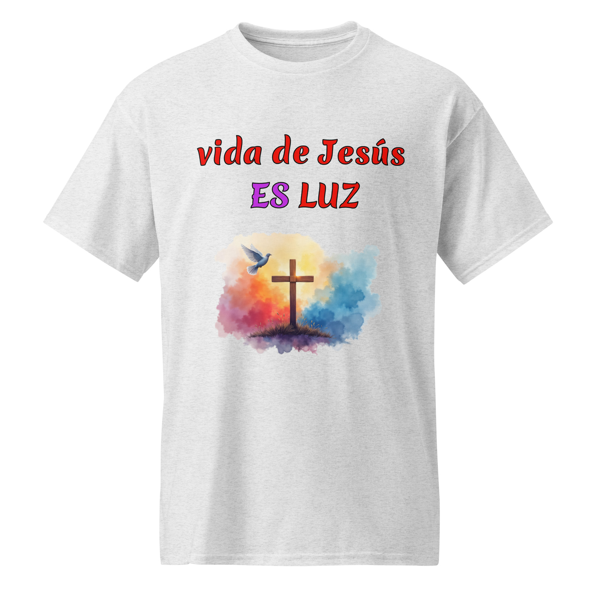 vida de Jesús ES LUZ camisetas blancas de algodón - Image 3