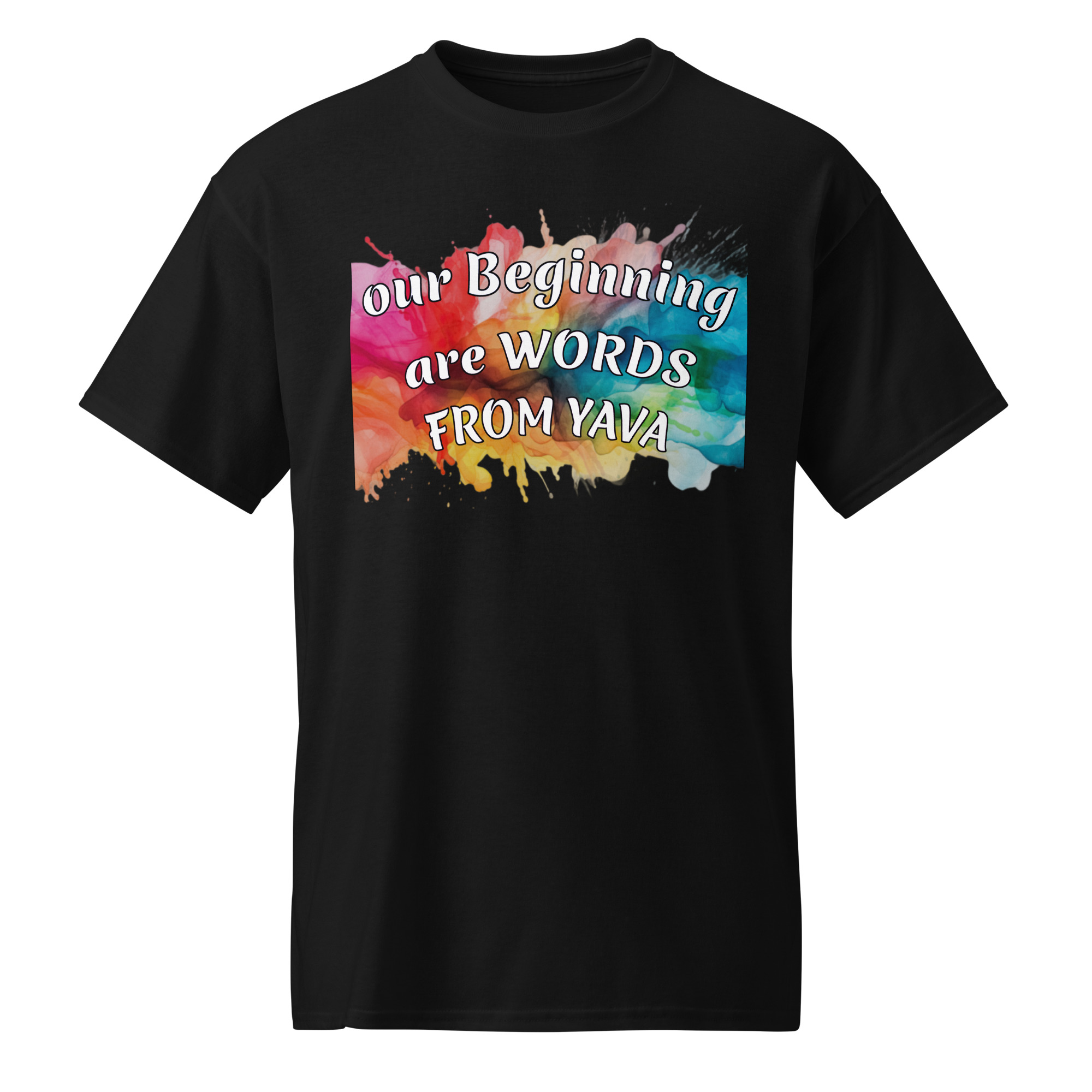 our beginning are WORDS dark cotton t-shirts