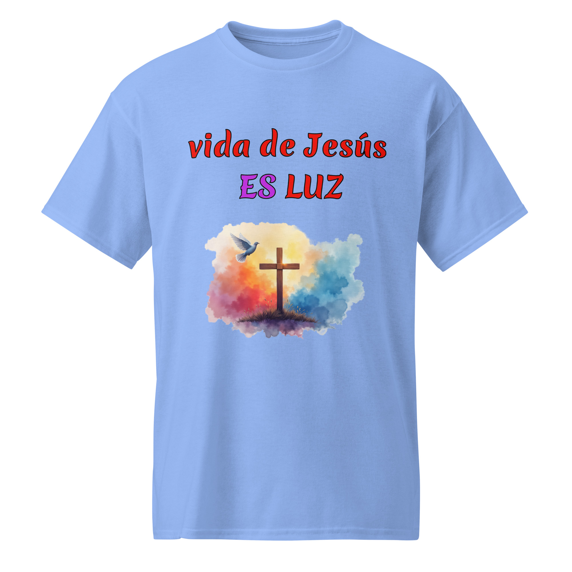 vida de Jesús ES LUZ camisetas blancas de algodón - Image 2