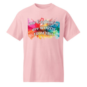 our beginning are WORDS white cotton t-shirts