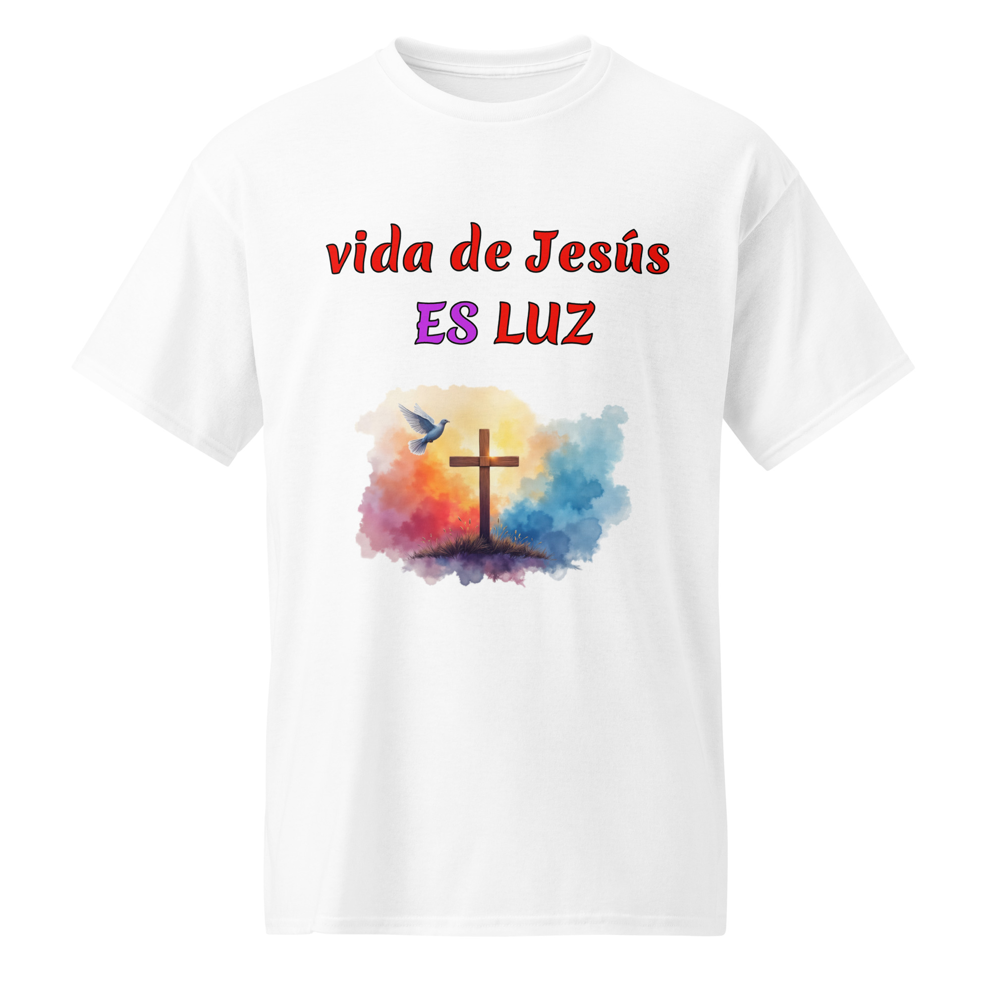 vida de Jesús ES LUZ camisetas blancas de algodón - Image 4