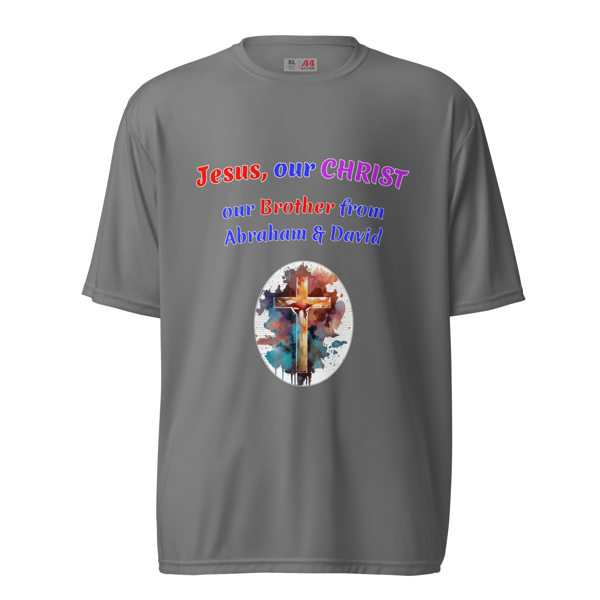 Jesus our CHRIST our Brother dark polyester t-shirts - Image 4