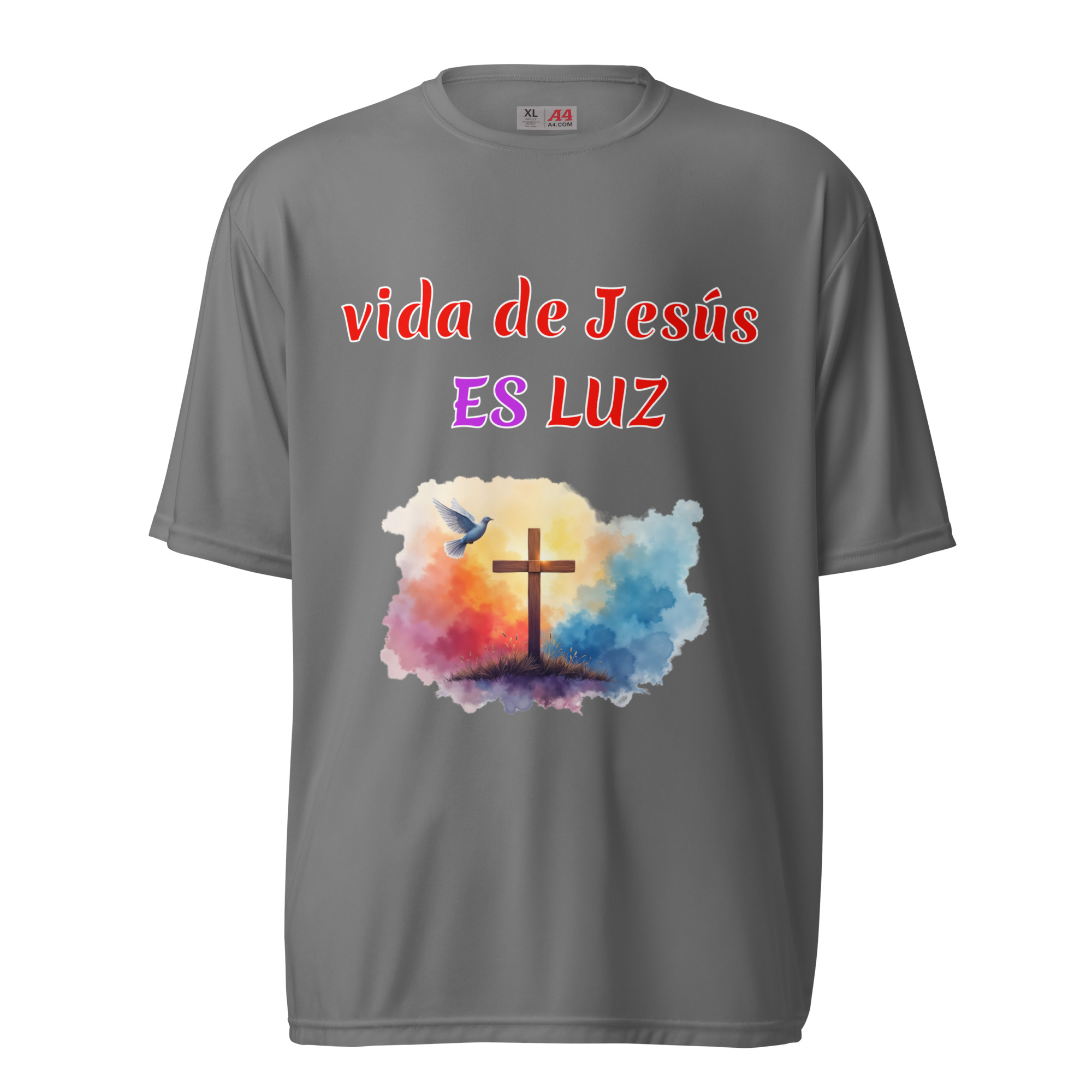 vida de Jesús ES LUZ camisetas oscuras de poliéster - Image 4