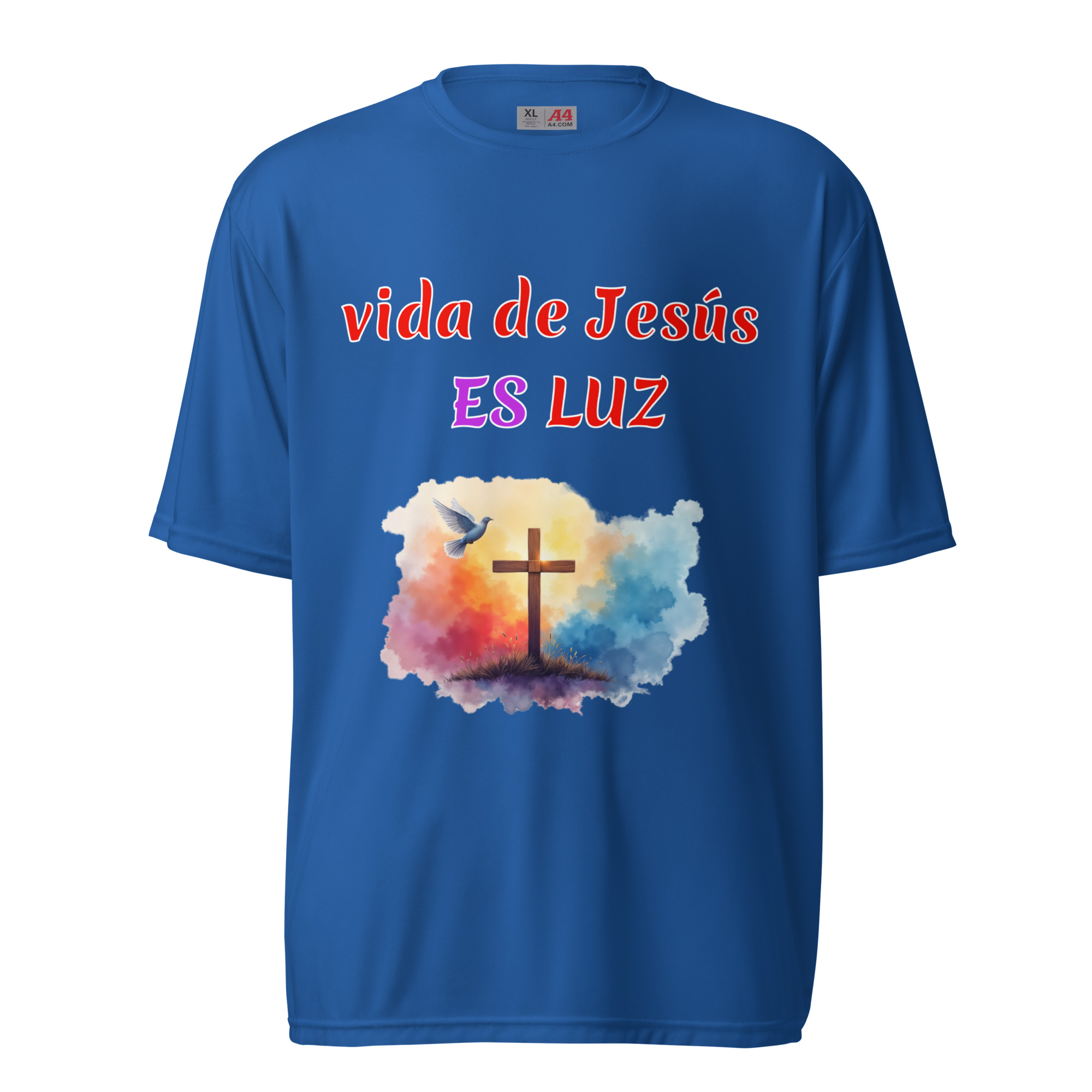 vida de Jesús ES LUZ camisetas oscuras de poliéster - Image 3