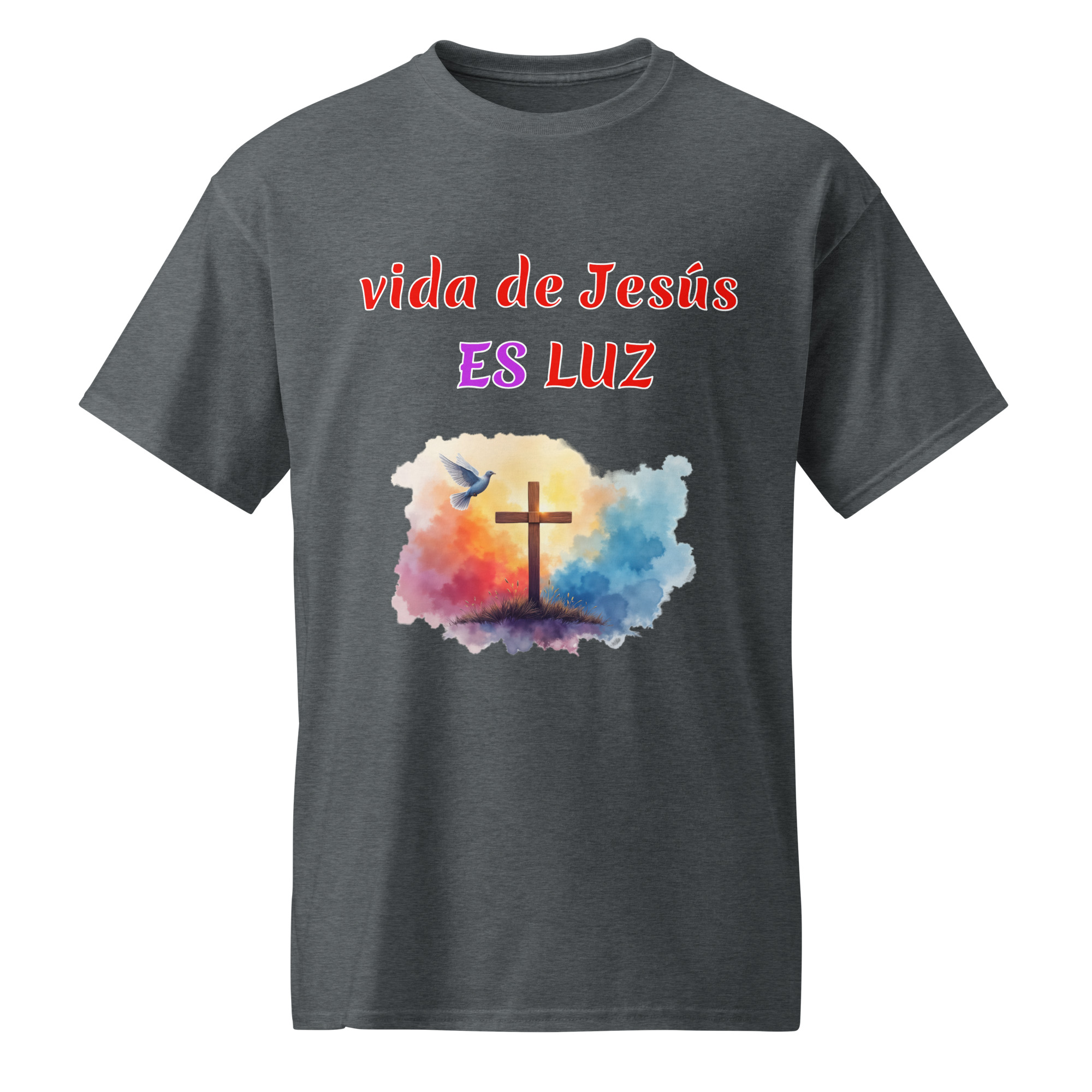 vida de Jesús ES LUZ camisetas oscuras de algodón - Image 9