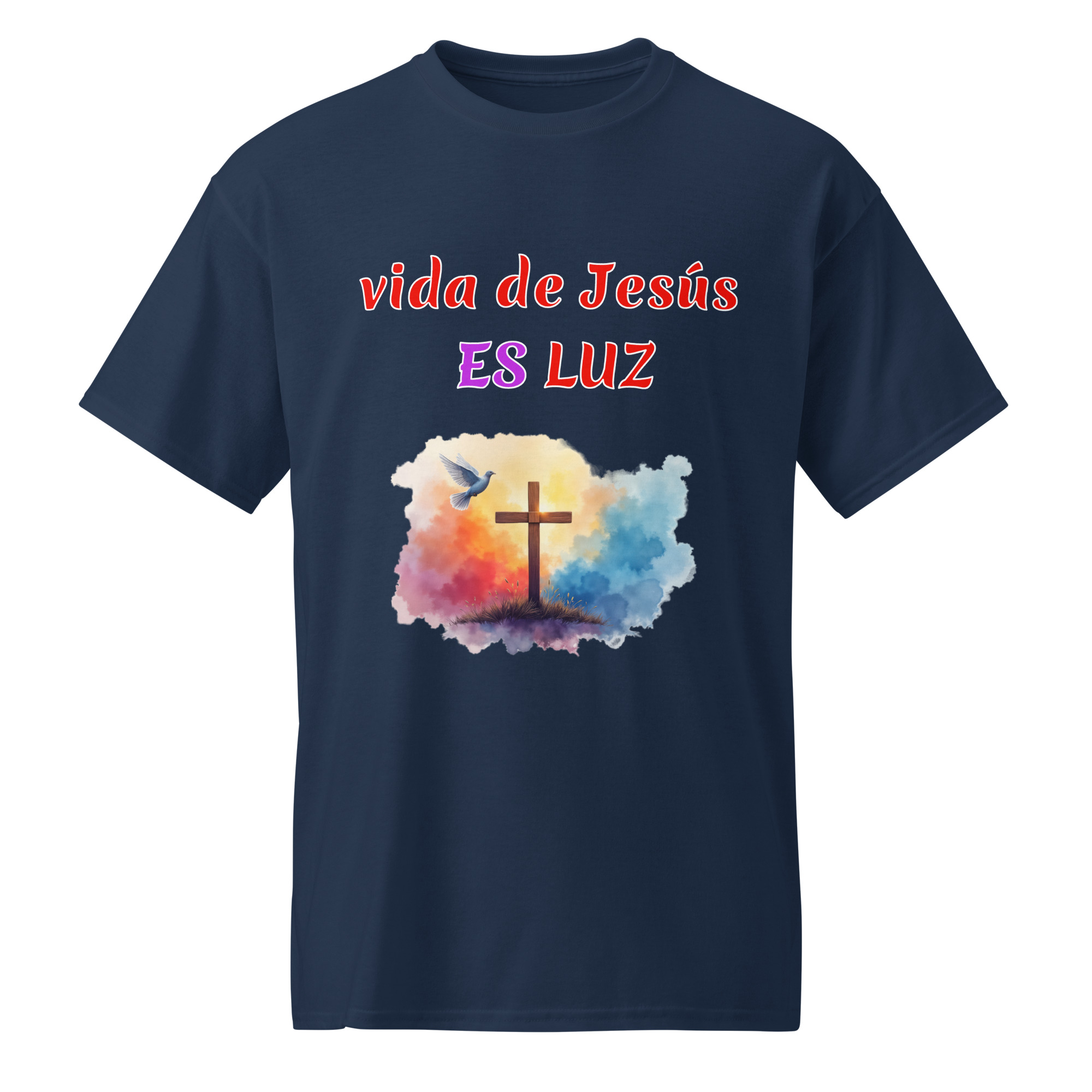 vida de Jesús ES LUZ camisetas oscuras de algodón - Image 5