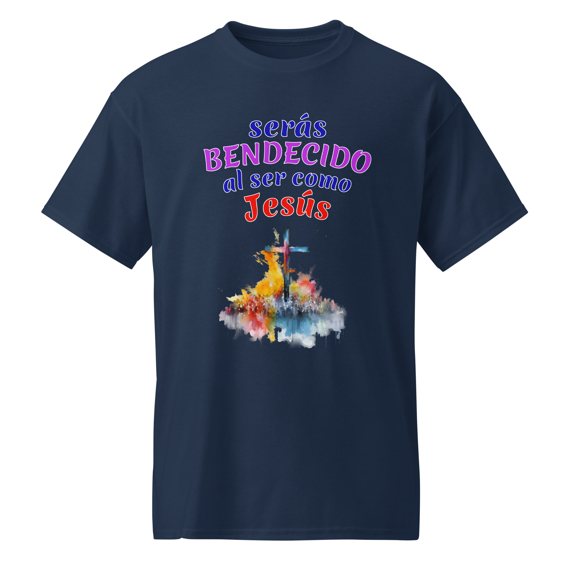 serás BENDECIDO camisetas oscuras de algodón - Image 5